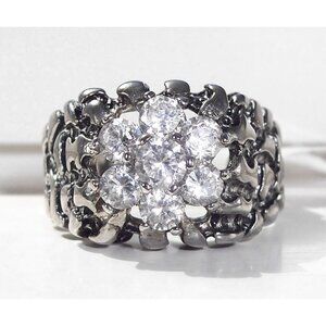 STAINLESS STEEL Men's Cubic Zirconia Cluster Nugget Ring